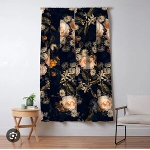 Society6 Floral Curtain Panels X 2 NWOT 50 X 96
